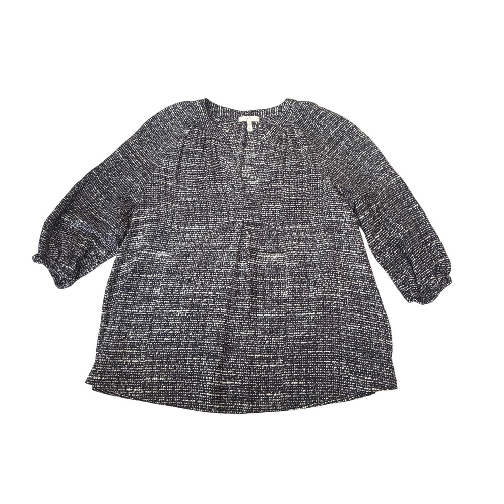 Joie Abstract Silk Black White Blouse Size XS